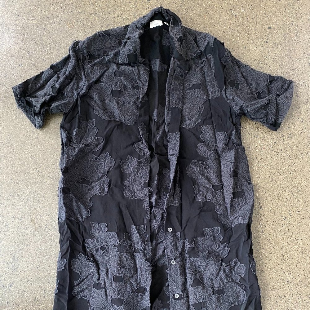 Aritzia Wilfred Jacquard Blouse (Black, S)